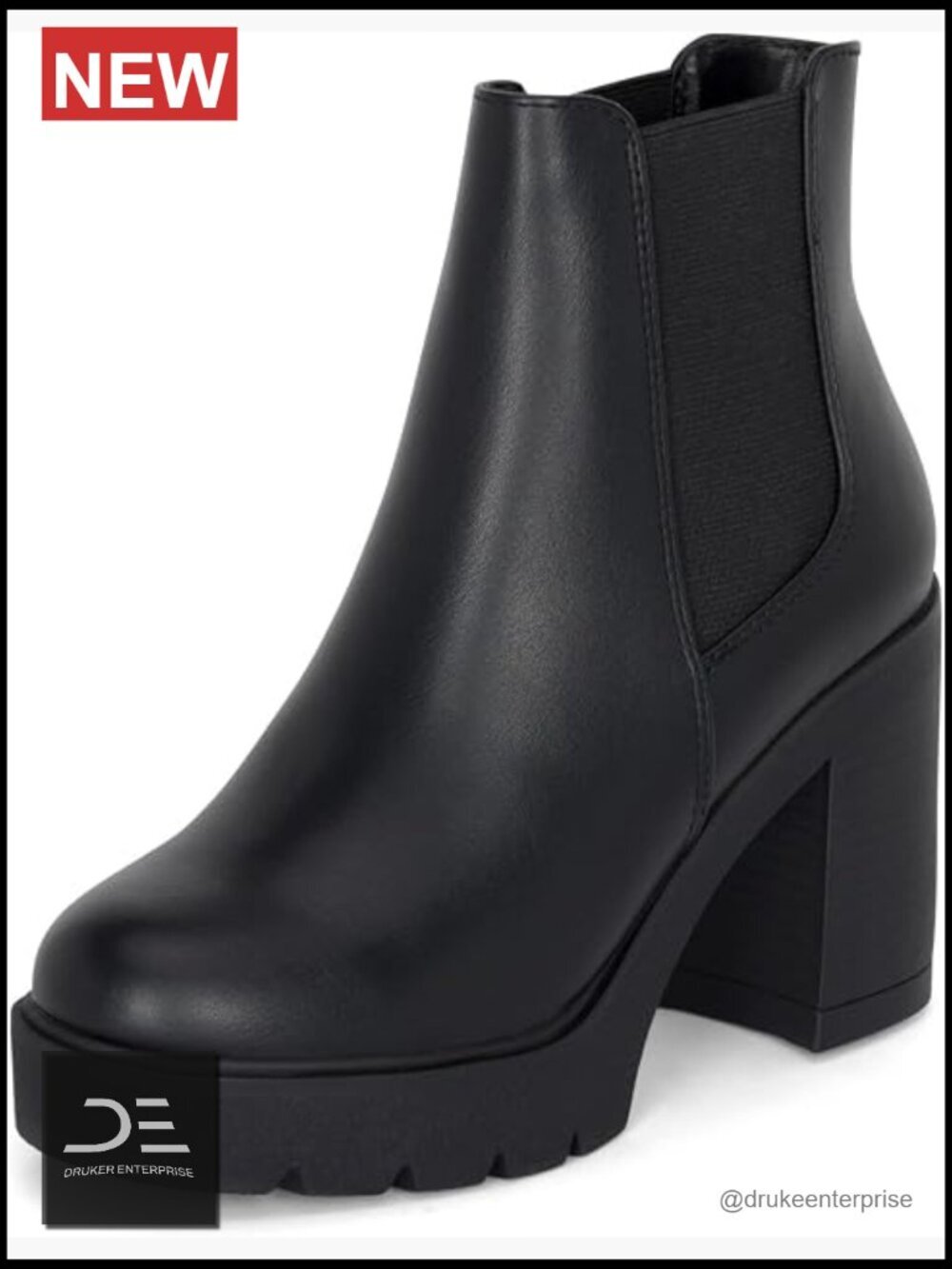 Womens Platform Ankle Boots Chunky Block Heel Chelsea Booties Lug Sole